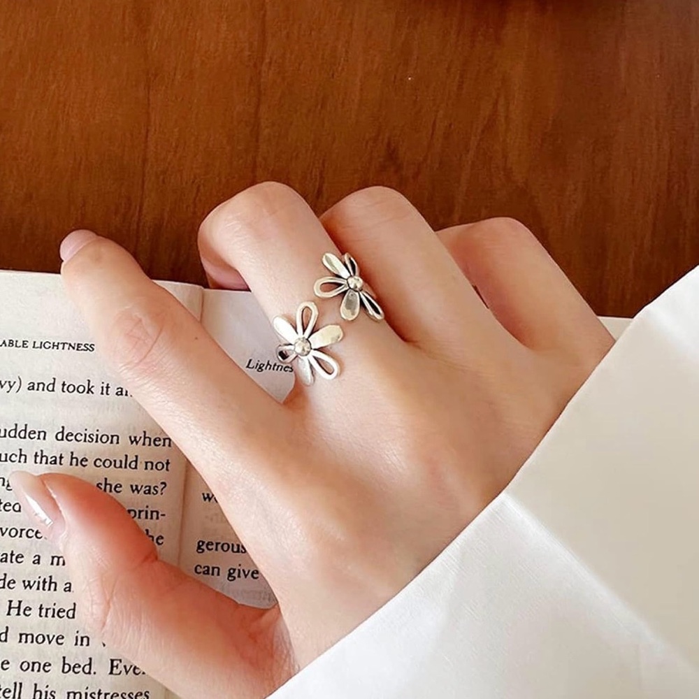 925 Sterling Silver Daisy Adjustable Ring